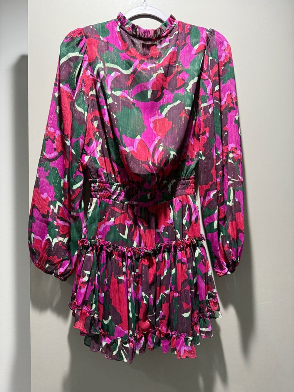 Misa Los Angeles new Lorena dress Pink and Green Floral Ruffle-Waist Tunic xs - Picture 3 of 3